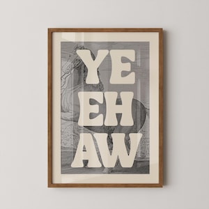 Yeehaw Print | Retro Horse Wall Art | Vintage Western Decor | Digital Download