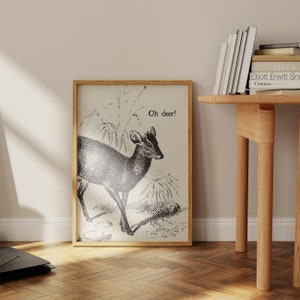 Funny Deer Print Vintage Animal Art Trendy Apartment Decor Funny Vintage Print Deer Poster Oh Dear Pun Art Digital Download 1 Print image 8