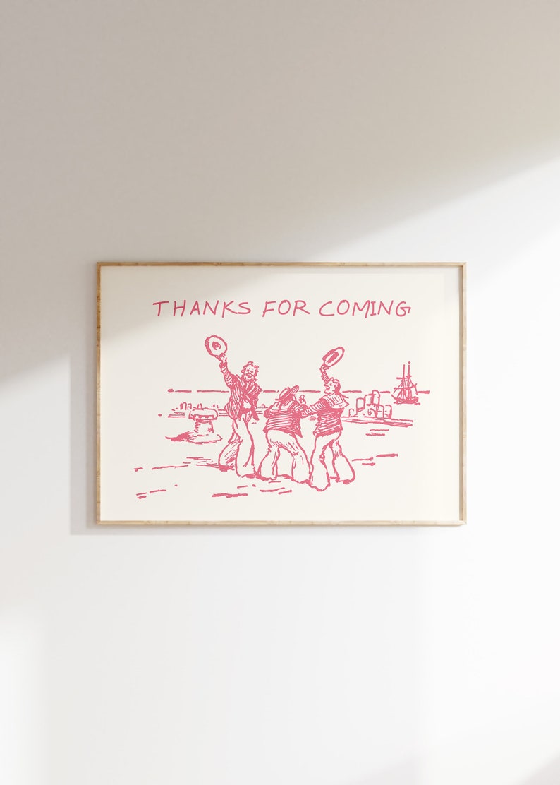 Thanks For Coming Print Vintage Sailor Poster Trendy Living Room Decor Cute Quote Art Aesthetic Horizontal Print Digital Download 1 Print image 2