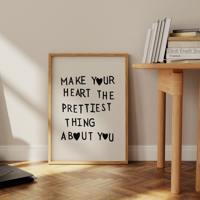 Heart Quote Print Minimalist Heart Poster Aesthetic Living Room Art Love Wall Decor Feminine Art Print Girly Art Digital Download 1 Print image 7