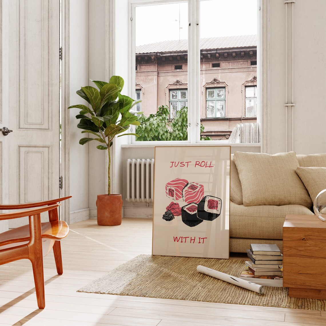 Sushi Print Cute Kitchen Wall Art Minimalist Food Art Etsy