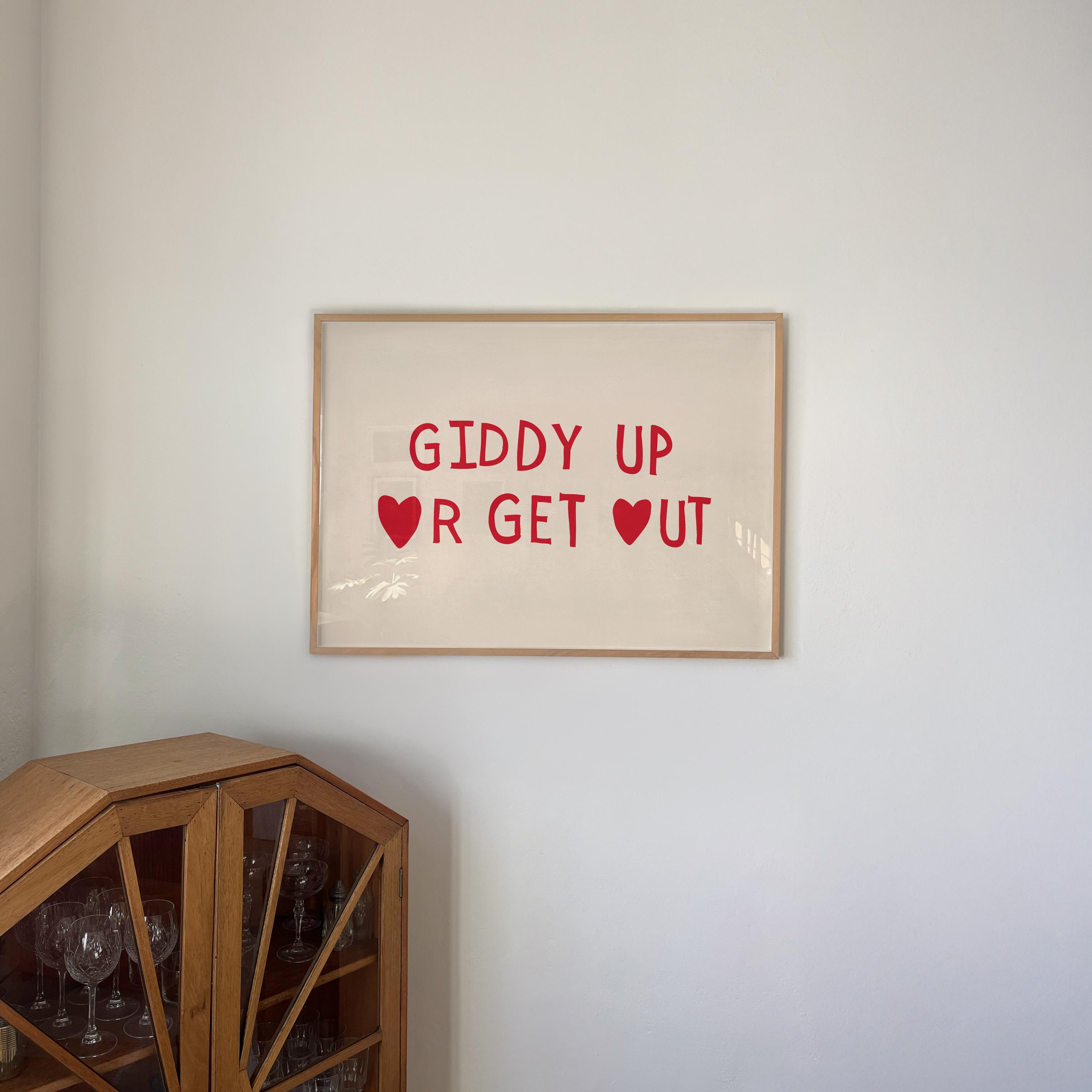 Giddy Up Art Print: Girly Western Typography Poster (Digital Download, Horizontal)
