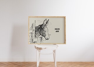 Quadro Su Tela Divertente Con Asino In Bagno - Decorazione Da Parete Umoristica 30,5x40,6 Cm - Pronto Da Appendere