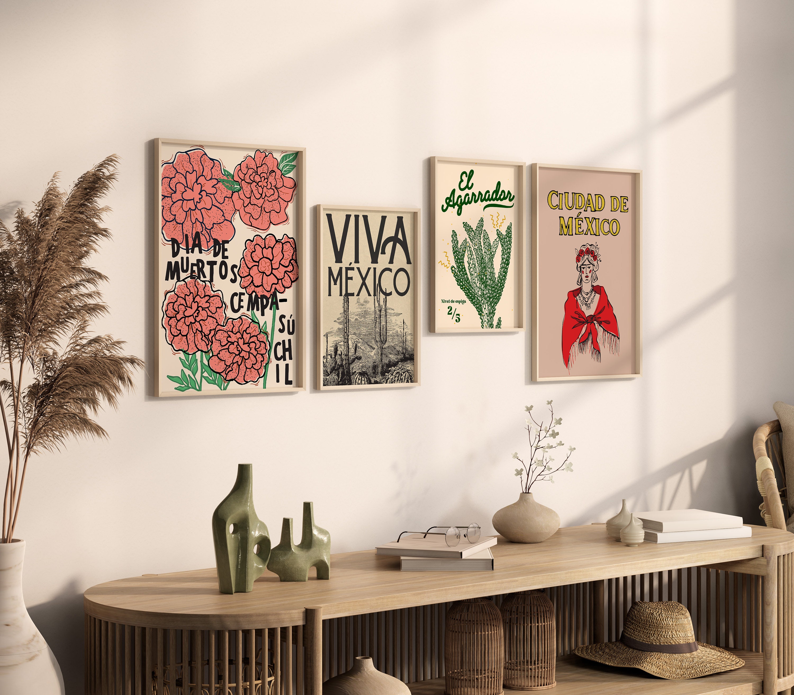 Vintage Mexico Art Print Set, Travel Poster Wall Art (digital