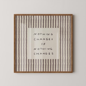 Motiverande citattryck, neutral randig väggkonst, inspirerande minimalistisk dekor (digital nedladdning, SQUARE)