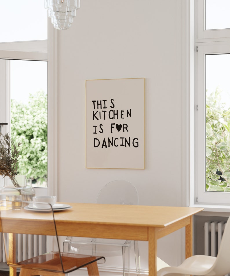 Aesthetic Kitchen Decor Cute Dance Art Black Kitchen Wall Art Print Minimalist Heart Print Trendy Kitchen Poster Digital Download 1 Print image 6