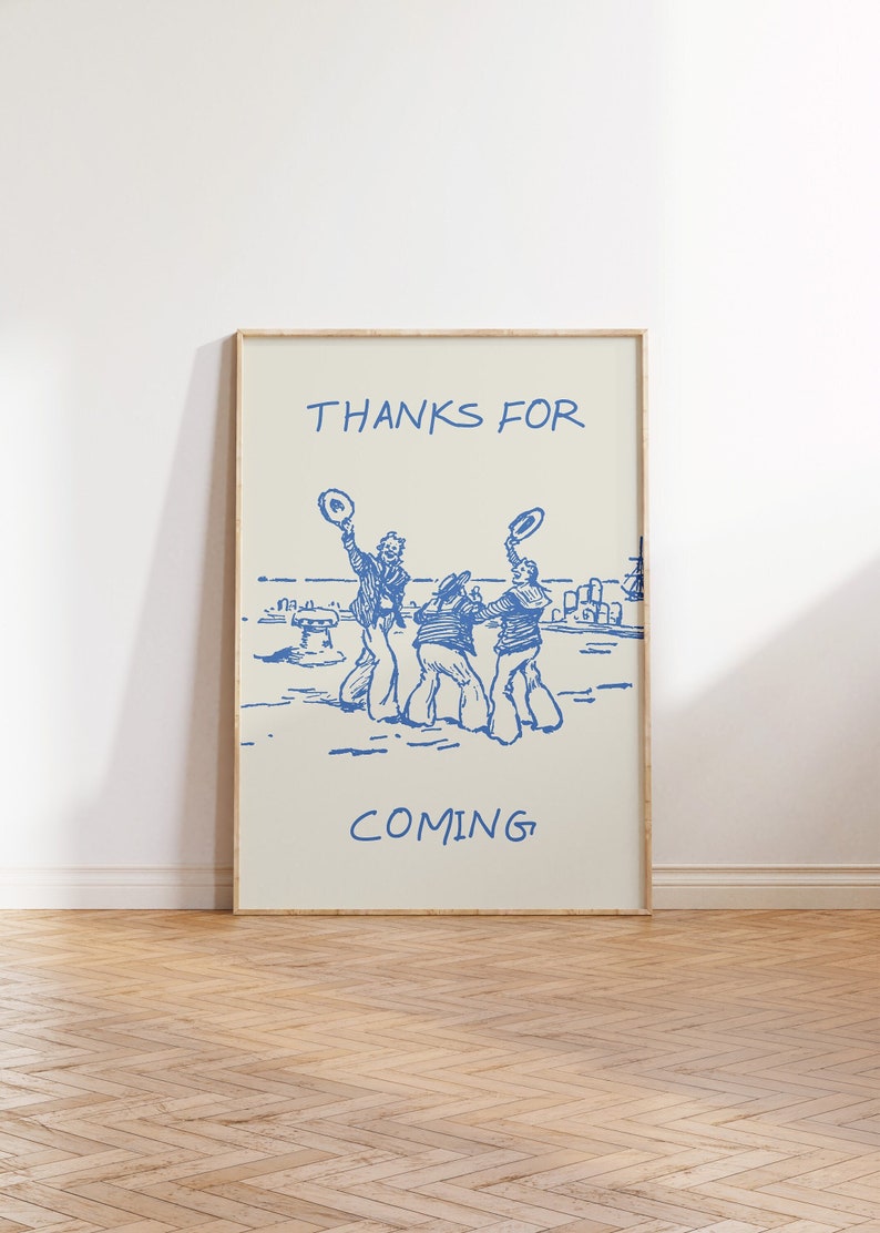 Thanks For Coming Print Vintage Sailor Poster Trendy Beachy Decor Cute Quote Art Aesthetic Apartment Wall Art Digital Download 1 Print image 1