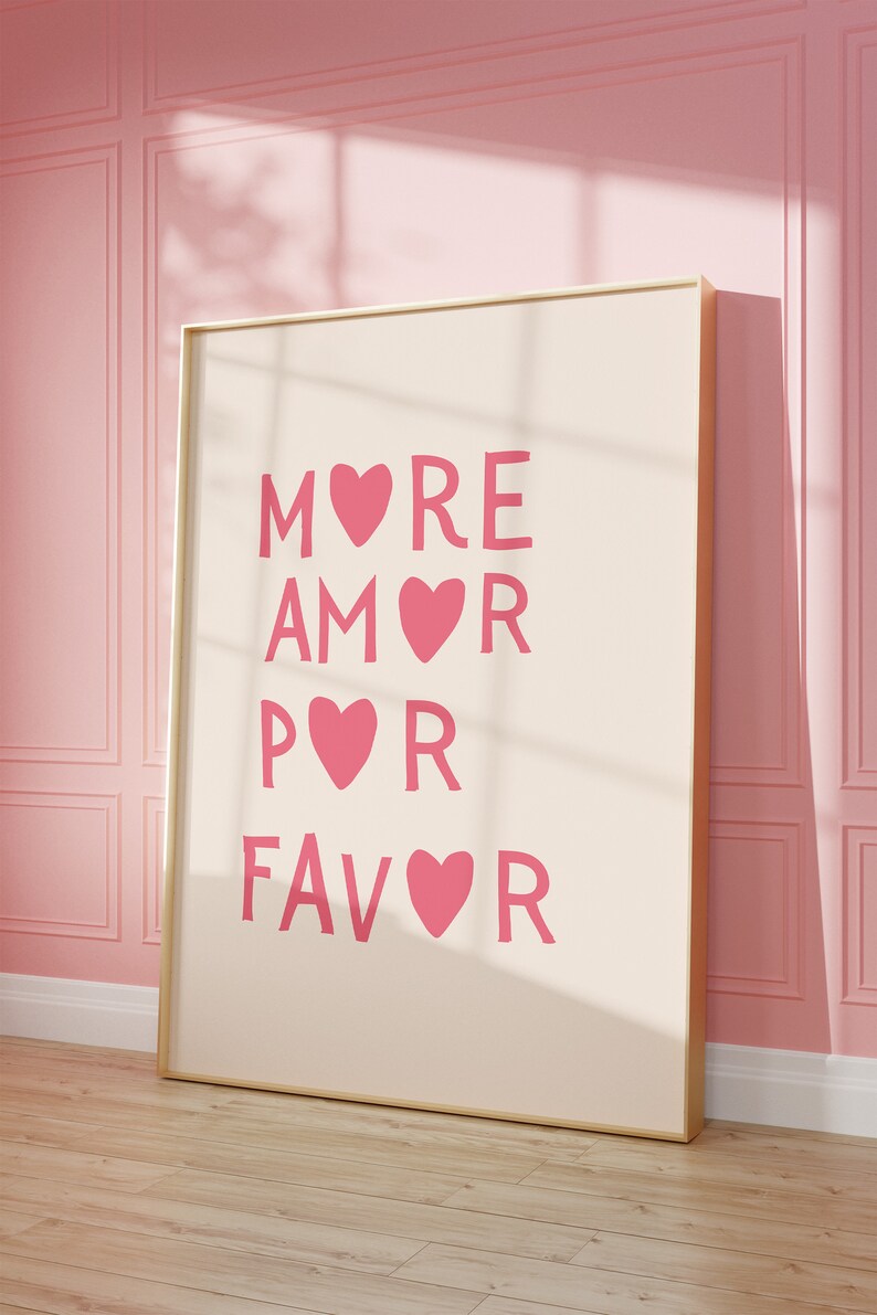 Meer Amor Por Favor Print Minimalistische Hart Poster Esthetische Woonkamer Kunst Liefde Muur Decor Eclectische Kunst Print Digitale Download 1 Print afbeelding 3