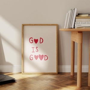 God is Good Art Print Minimalist Christian Wall Art Heart Poster Love Quote Psalm 103:8 Print Girly Bible Poster Digital Download 1 Print image 6