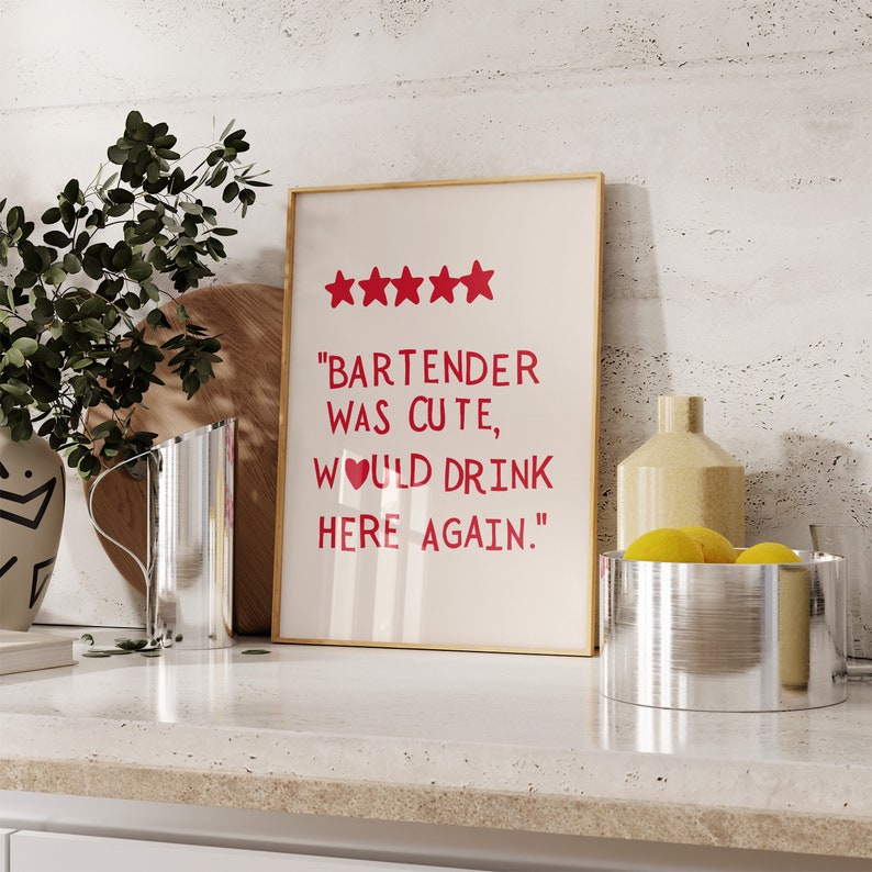 Bar Cart Print Aesthetic Kitchen Decor Bartender Was Cute Poster ...