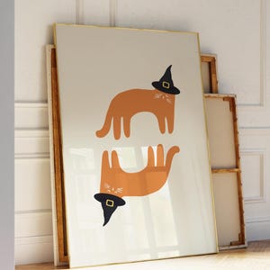 Lustige Halloween Katze Druck Gruseliges Cottagecore Poster Katzenliebhaber Dekor Süße Hexe Poster Trendige Katze Kunstwerk Halloween Digital Download 1 Print