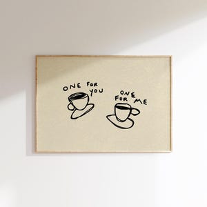 Handritat kaffetryck: Trendig köksväggkonst (digital nedladdning, horisontell) bild 2