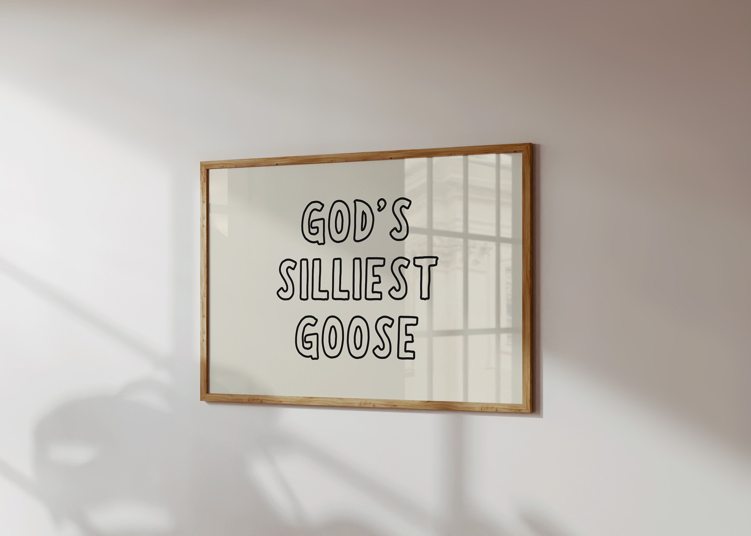 God's Silliest Goose Print Trendy Christian Art Funny Biblical Decor Modern Jesus Poster Cute God Print Digital Download 1 Horizontal Print