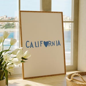 Californie impression coeur mignon affiche California Decor State Love impression tendance Californie Wall Art Cali Girl impression téléchargement numérique 1 impression