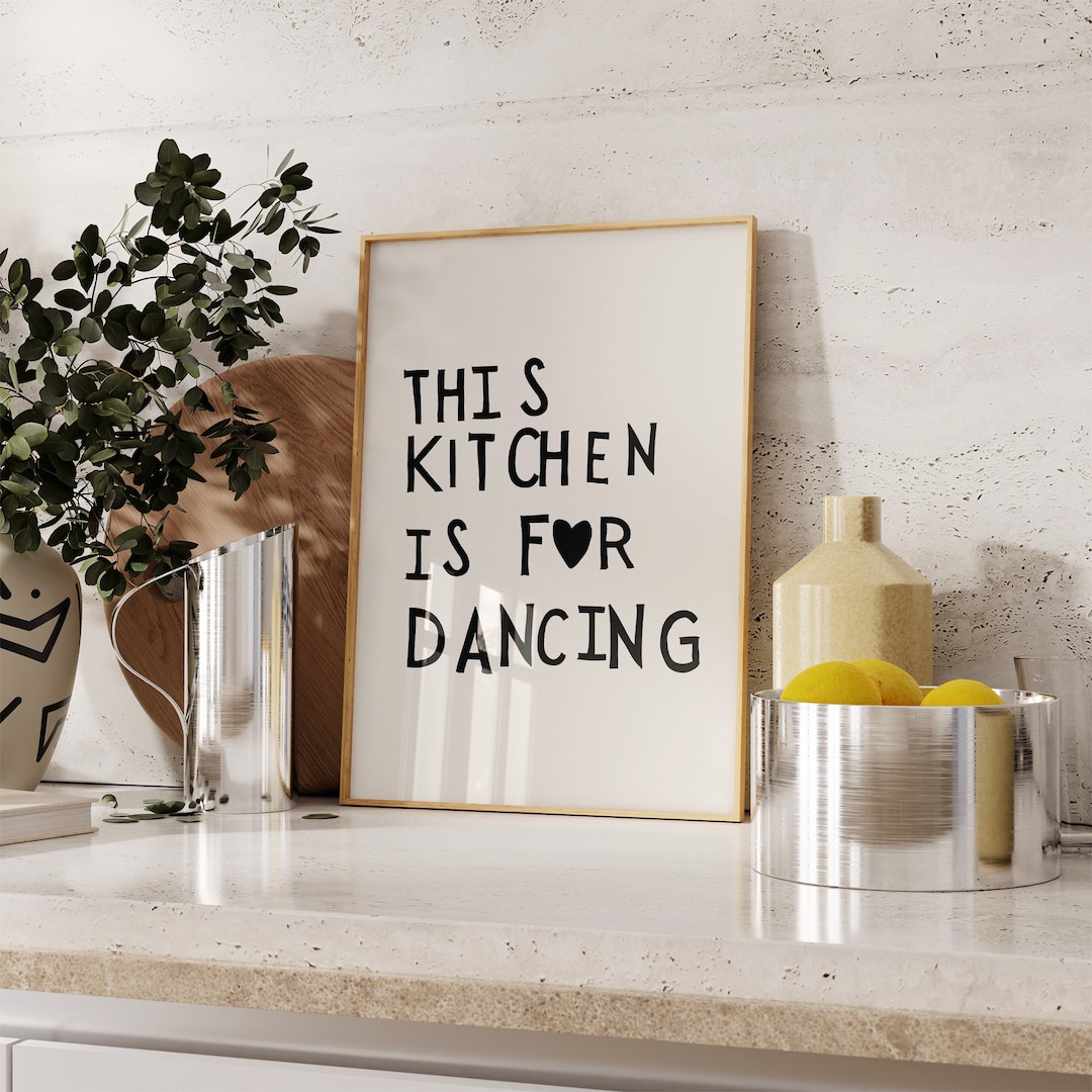 Aesthetic Kitchen Decor Cute Dance Art Black Kitchen Wall Art Print