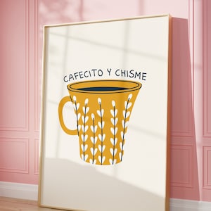 Cafecito y Chisme Druck Spanischer Kaffee Kunstdruck Minimalistisches Kaffee Poster Spanisch Küche Dekor Cafecito Poster Digitaler Download 1 Druck