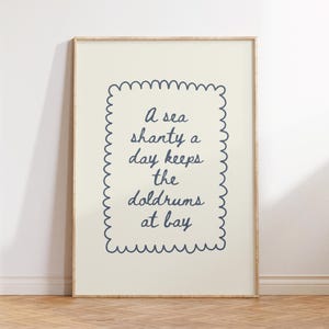 Nautisch citaat print blauwe handgeschreven poster schattige matroos print motiverende kunst preppy kust decor bevestiging print digitale download
