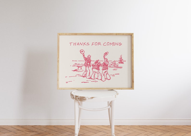 Thanks For Coming Print Vintage Sailor Poster Trendy Living Room Decor Cute Quote Art Aesthetic Horizontal Print Digital Download 1 Print image 8