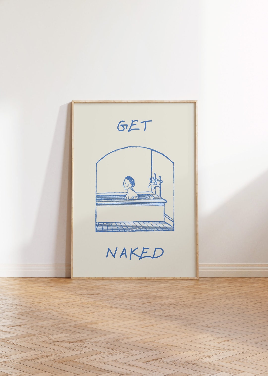 Vintage Bath Art Funny Bathroom Print Retro Bathroom Decor Man in Bath