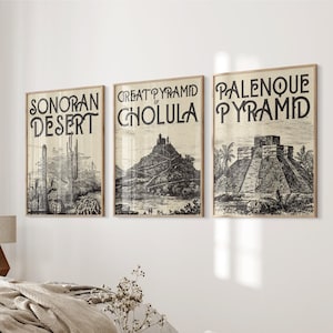 Mexikanische Kulturerbe Kunst Pueblo-Stil Dekor Vintage Mexikanische Wandkunst Lateinische Volkskunst Mexikanische Wahrzeichen Poster Pyramide Poster Digitaler Download