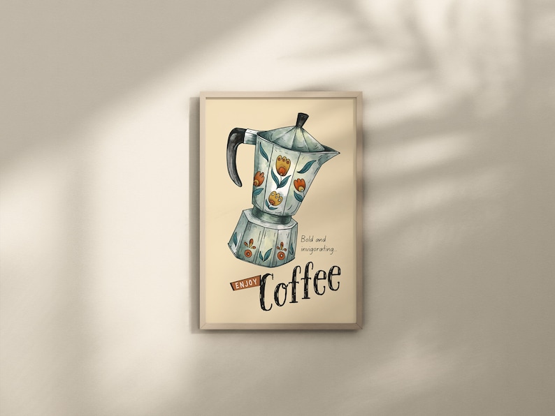 Vintage Coffee Print Coffee Bar Wall Art Retro Coffee Art Etsy