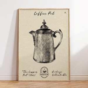 Vintage Coffee Pot Print Coffee Lovers Poster Coffee Station Wall Art Retro Kitchen Decor Coffee Pot Diagram Poster Digital Download 1 Print
