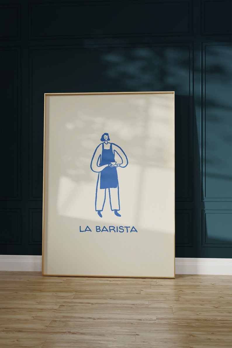 La Barista Print Cute Coffee Poster Minimalist Kitchen Decor Funny Barista Wall Art French Quote Art Print Digital Download 1 Print image 1