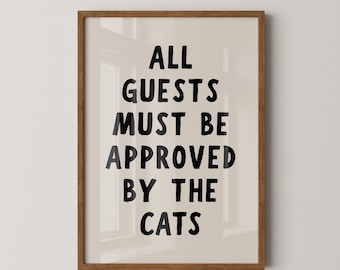 Divertidos cuadros para amantes de los gatos, lámina original para la entrada, decoración divertida para el hogar con temática de mascotas (descarga digital)