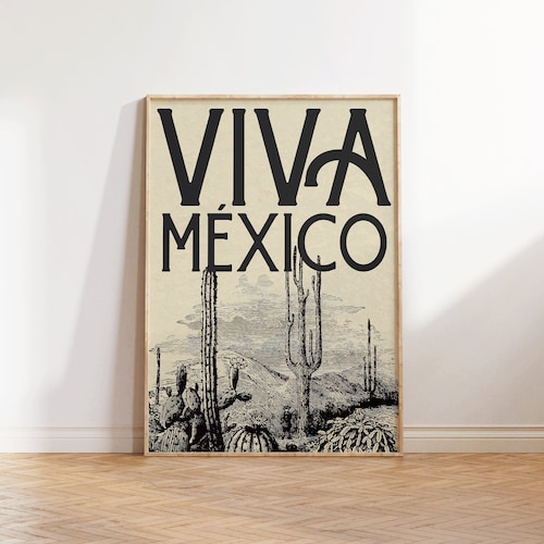 Mexico Travel Poster | Vintage Viva Mexico Art Print (digital