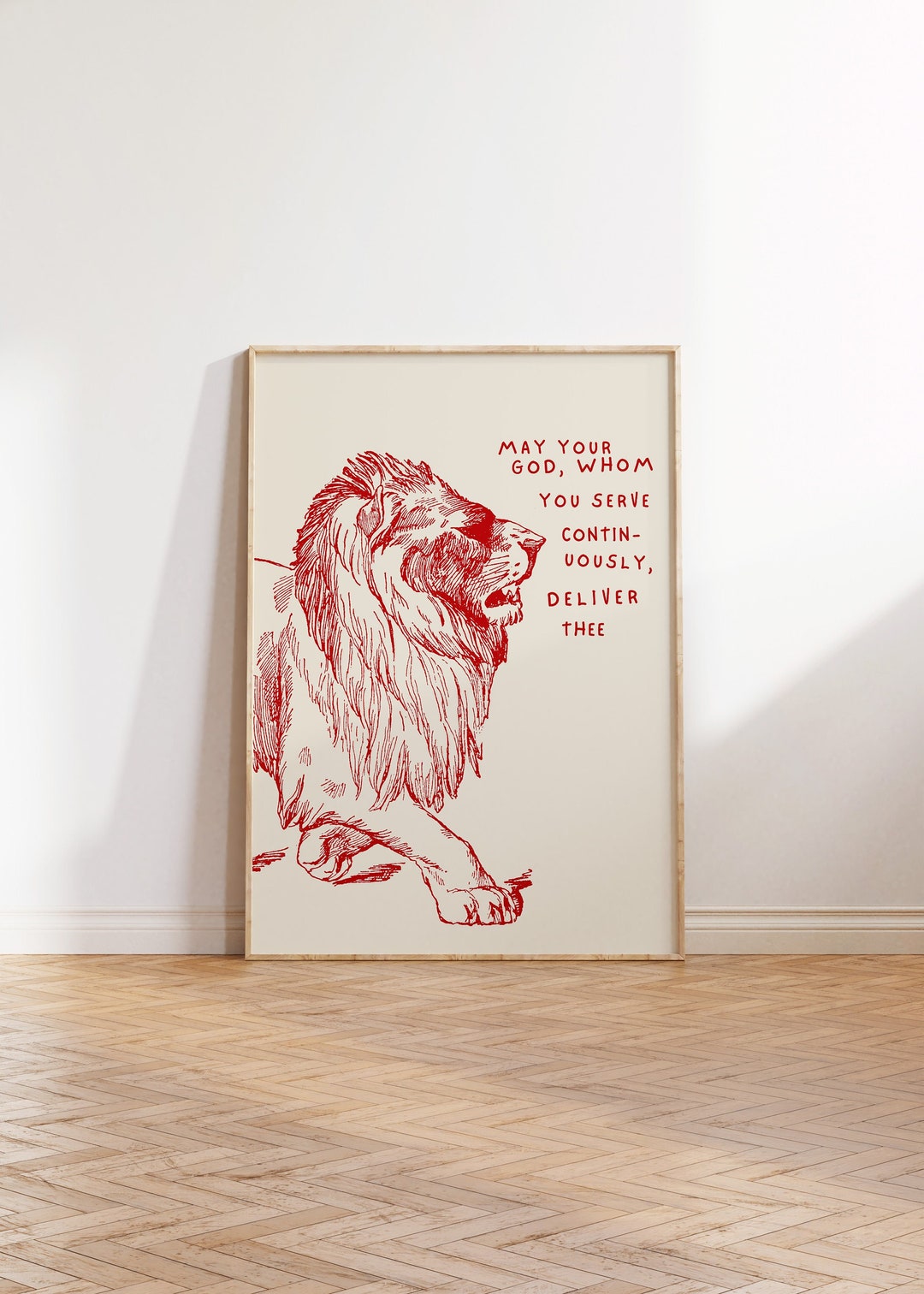 Daniel in the Lions Den Print Modern Bible Poster Christian Wall Art