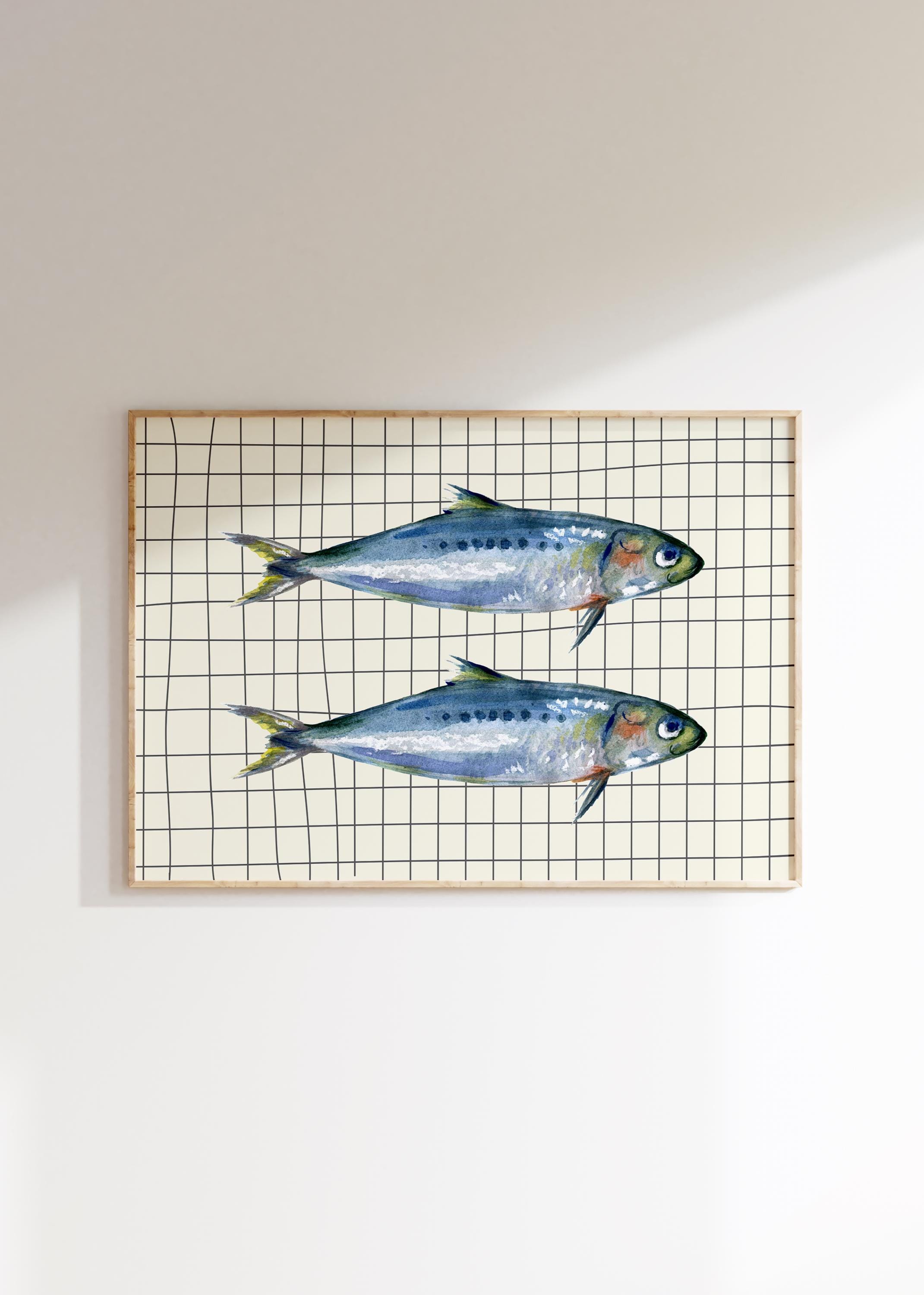 Sardines Kitchen Print: Trendy Coastal Wall Art (Digital Download, Horizontal)