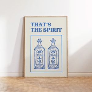 Thats the Spirit Print, Blue Retro Bar Cart Decor (Digital Download)