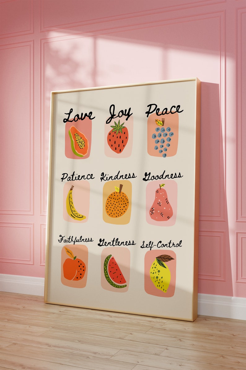 Fruit of the Spirit Art Print Retro Christian Wall Art Scripture Poster Bible Art Print God Art Fruit Wall Art Digital Download 1 Print image 5