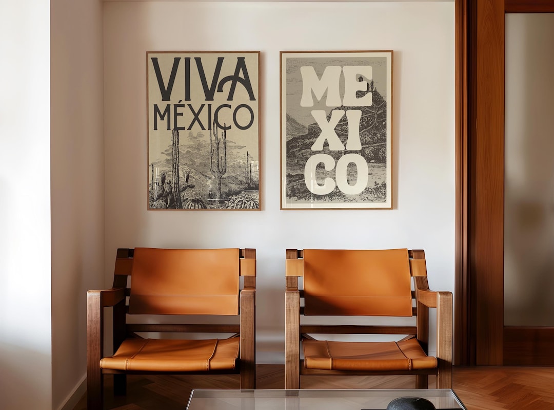 Vintage Mexico Print Set, Retro Travel Posters, Mexican Wall Art ...