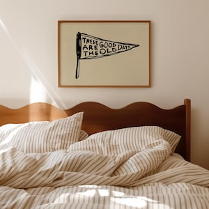Good Old Days Print: Retro Pennant Wall Art, Hand Drawn Horizontal Poster (Digital Download) image 3