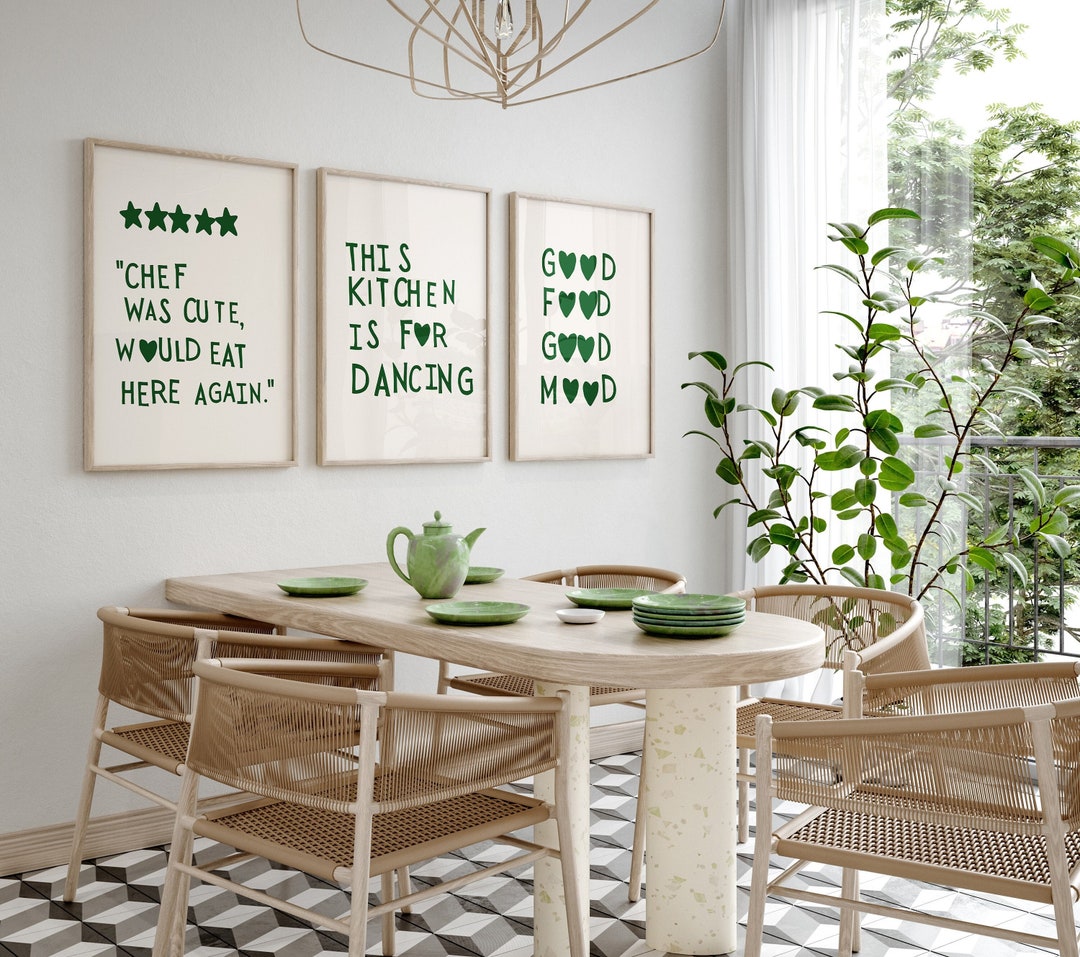 Aesthetic Kitchen Decor Minimalist Heart Posters Trendy Chef Wall Art