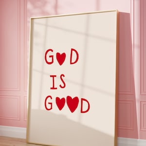 God is Good Art Print Minimalist Christian Wall Art Heart Poster Love Quote Psalm 103:8 Print Girly Bible Poster Digital Download 1 Print image 8