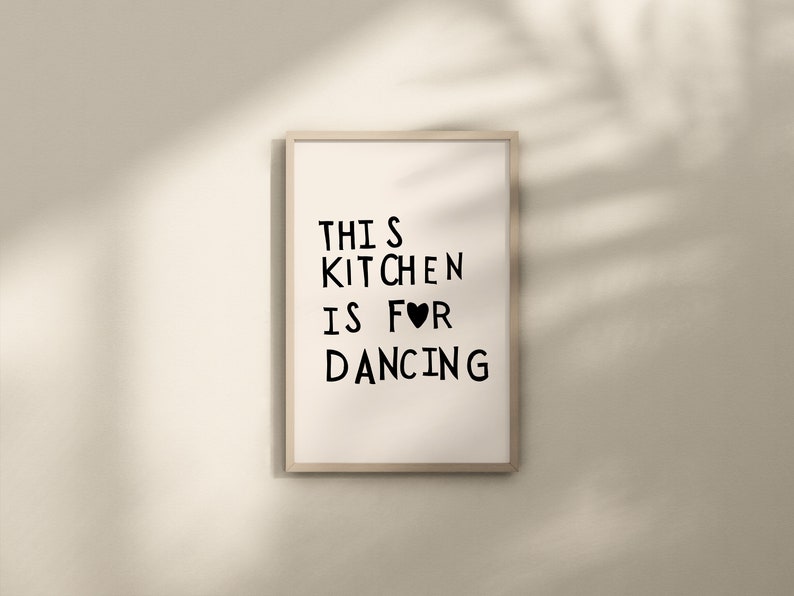 Aesthetic Kitchen Decor Cute Dance Art Black Kitchen Wall Art Print Minimalist Heart Print Trendy Kitchen Poster Digital Download 1 Print image 8