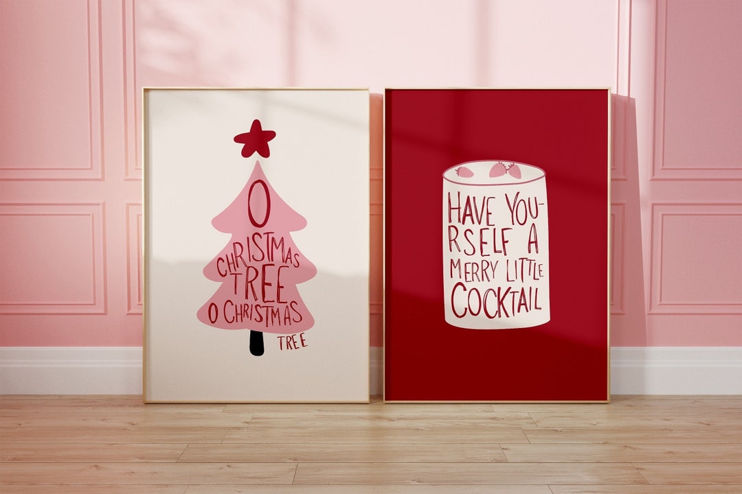 Christmas Quote Wall Art Girly Holiday Decor Pink Christmas Prints