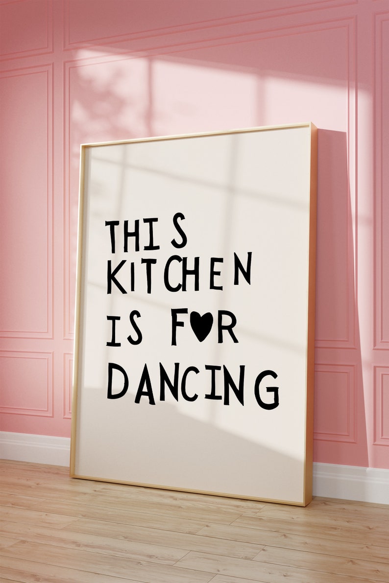 Aesthetic Kitchen Decor Cute Dance Art Black Kitchen Wall Art Print Minimalist Heart Print Trendy Kitchen Poster Digital Download 1 Print image 5