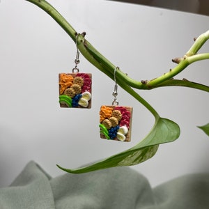 Polymer clay charcuterie board earrings