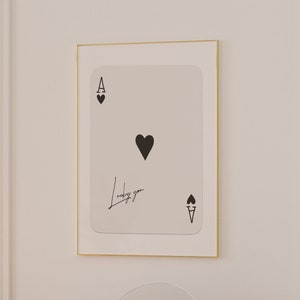 Trendy Asso di cuori stampa Lucky You Poster Trendy Retro Wall Art Retro Trendy Estetica Stampa Carta da gioco Poster Preppy y2k Room Decor