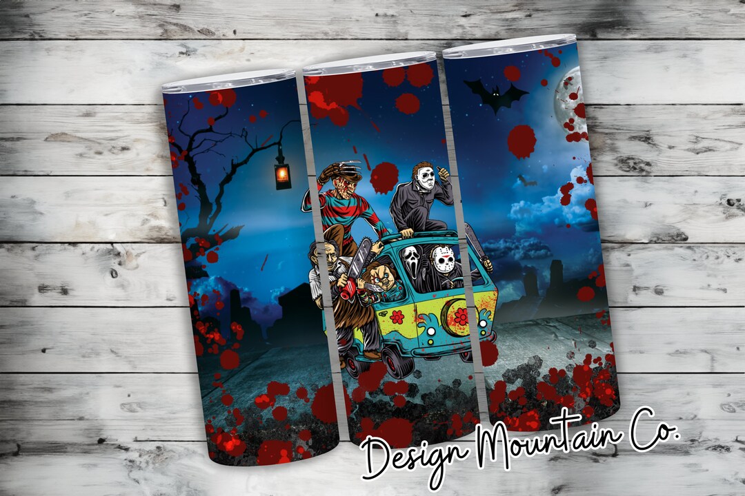 20 Oz Scary Halloween Bad Guys Wrap Halloween Tumbler Etsy