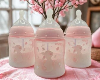 Reborn Nuk Faux Milk Baby Bottle, Bunny Spring Easter Design, Pretend Play Baby Doll Bottle