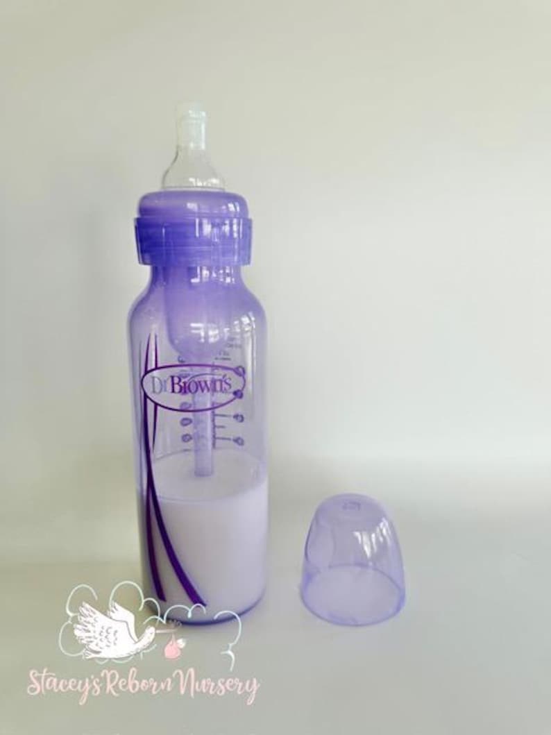 Reborn Doll Milk Bottle, 8oz Dr. Brown's Plastic PURPLE Baby Bottle ...