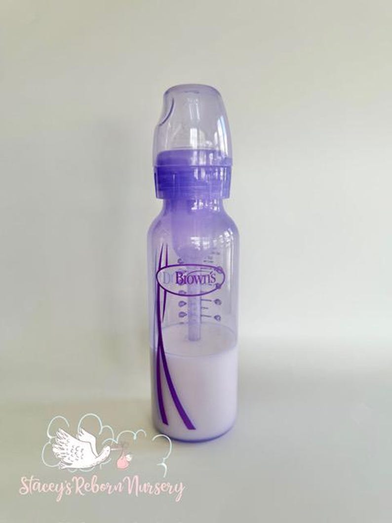 Reborn Doll Milk Bottle, 8oz Dr. Brown's Plastic PURPLE Baby Bottle ...