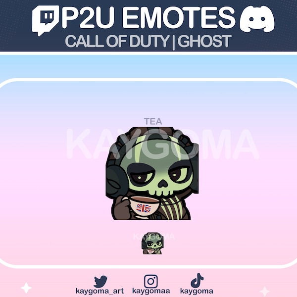 Ghost (Tea) Call of Duty Emote | Twitch, Discord, Youtube, Facebook, Streaming, Chibi, Cute