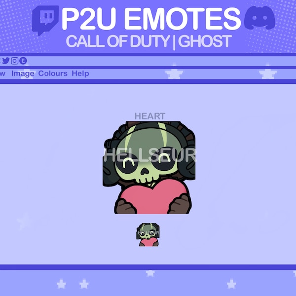 Ghost (Heart) Call of Duty Emote | Twitch, Discord, Youtube, Facebook, Streaming, Chibi, Cute