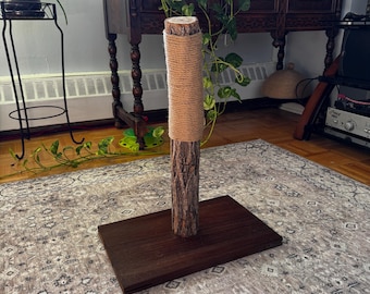 Cat Scratching Post Real Tree Trunk Cat Scratcher Handmade Cat Furniture Rustic Cat Decor Sisal Rope Scratcher Natural Wood
