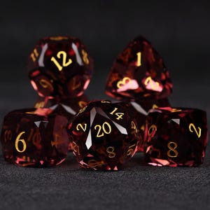 Polyhedral Brown glass gemstones DND dice,Gemstone Dice Polyhedral DND Dice with Gift Box, magic the gathering groomsmen, dnd gifts